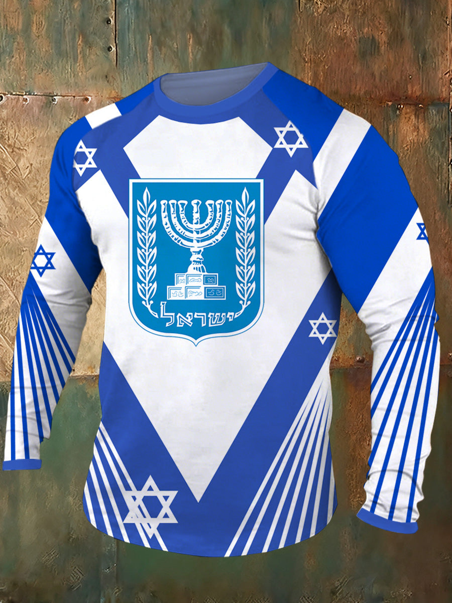 Men's Israeli Raglan Sleeve Art Print Comfortable T-Shirt