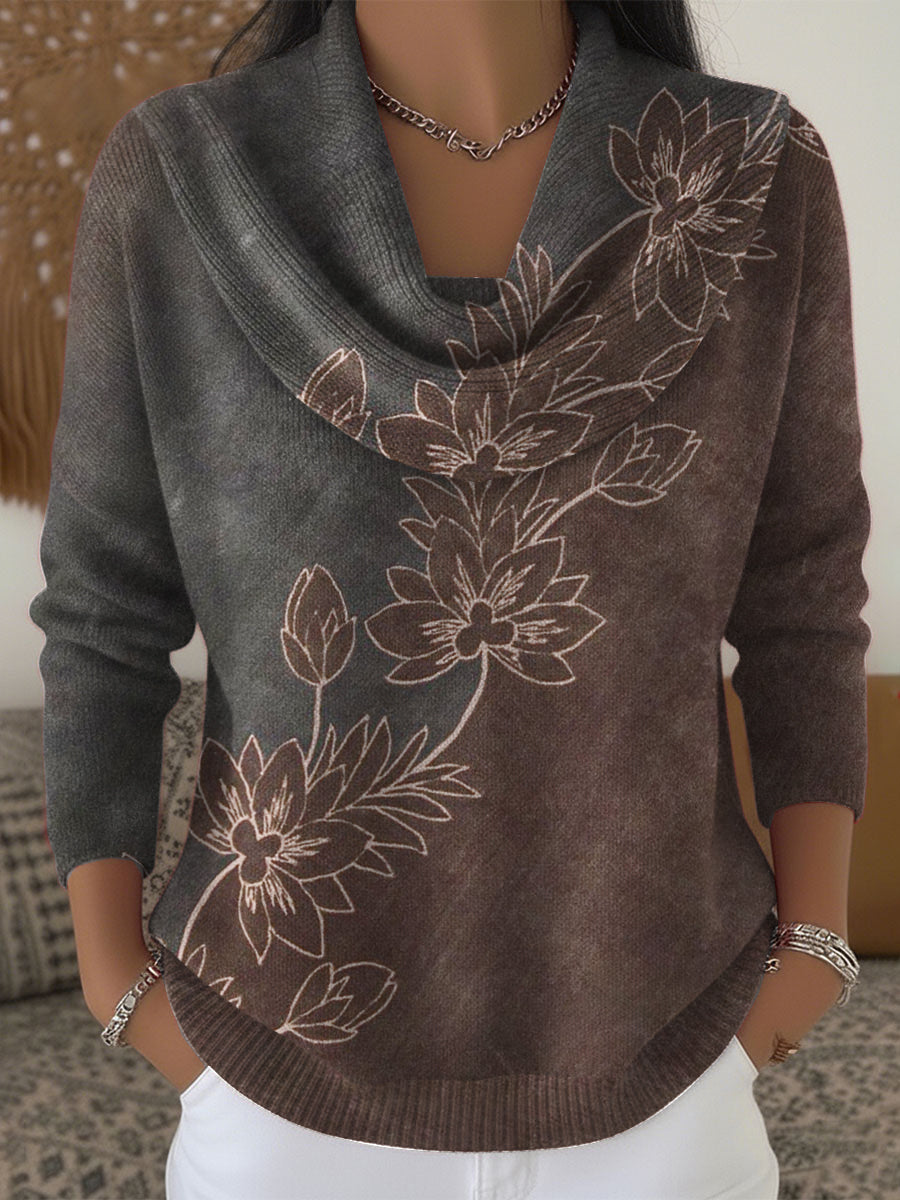 Women's Floral Dark Sweater