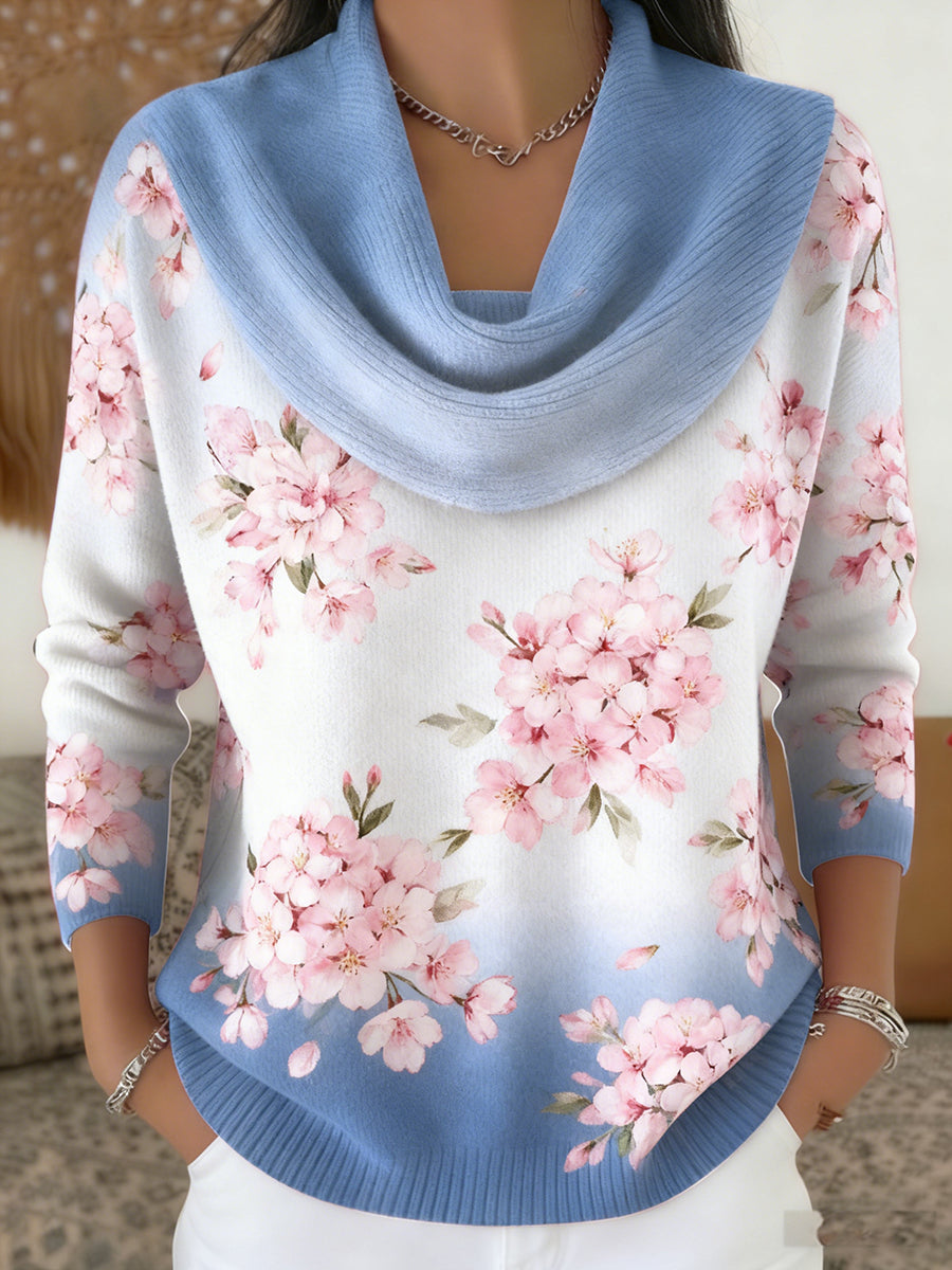 Women's Retro Floral Print Comfortable Knit Top