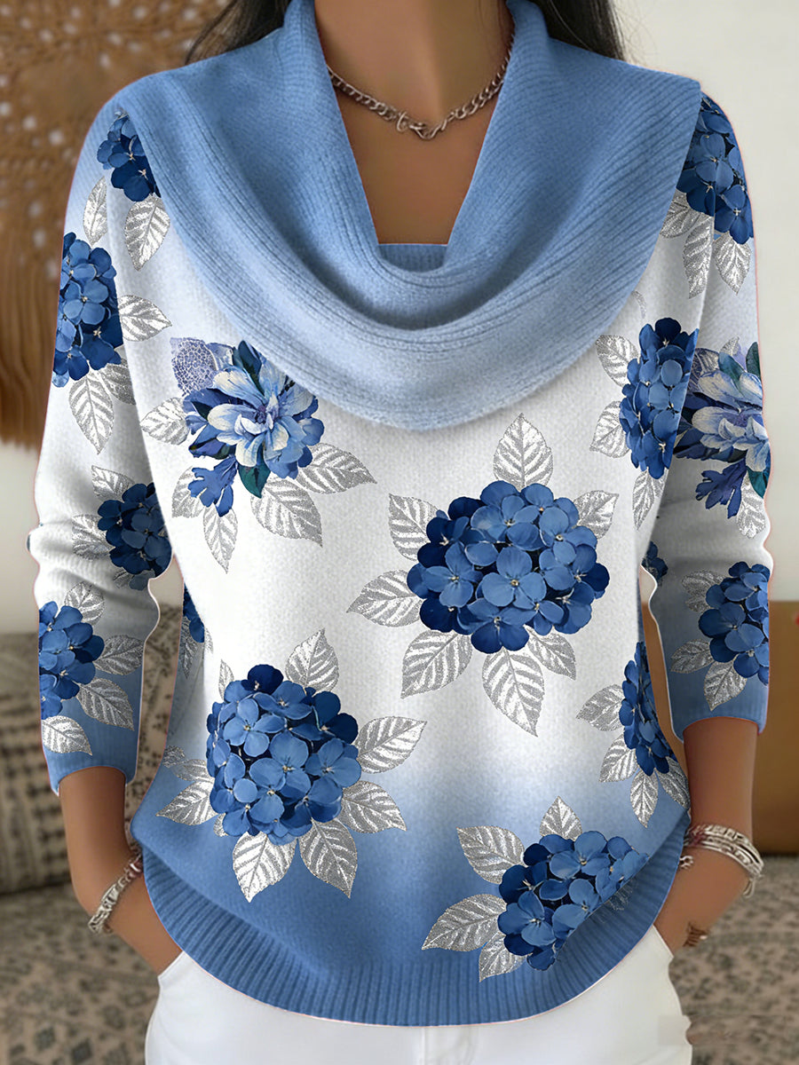 Women's Retro Floral Print Comfortable Knit Top