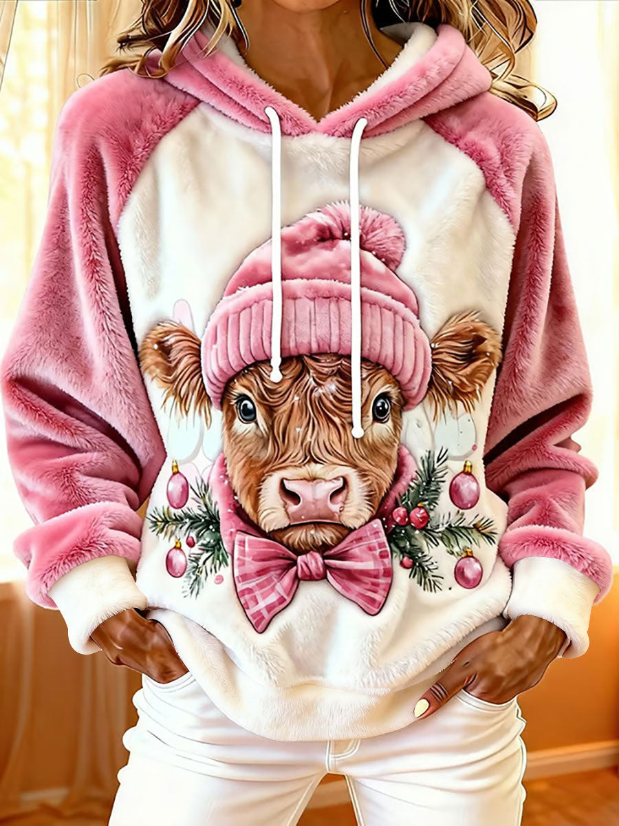 Women's Highland Cow Art Print Casual Hoodie