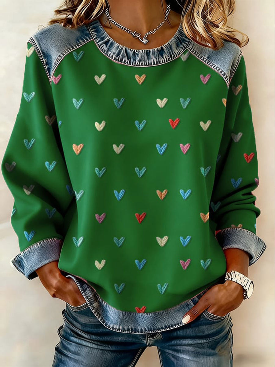 Women's Heart Print Casual Top