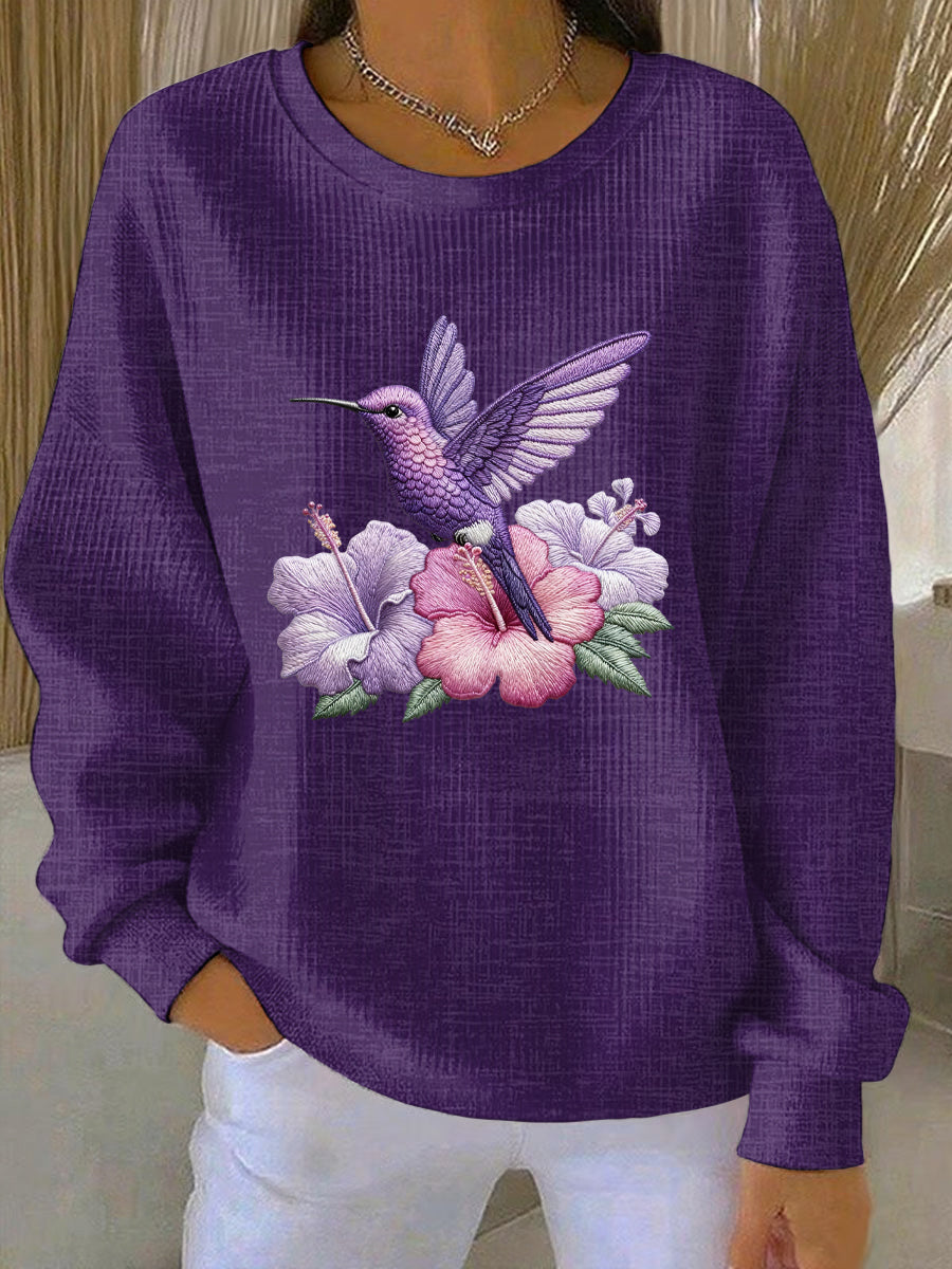Women's Purple Flora Art Print Casual Sweatshirt