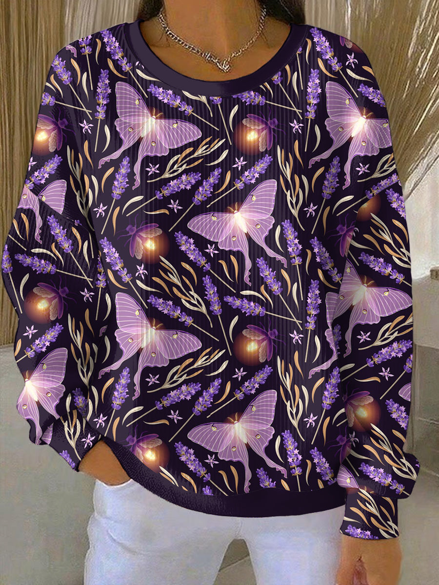 Women's Purple Flora Art Print Casual Sweatshirt