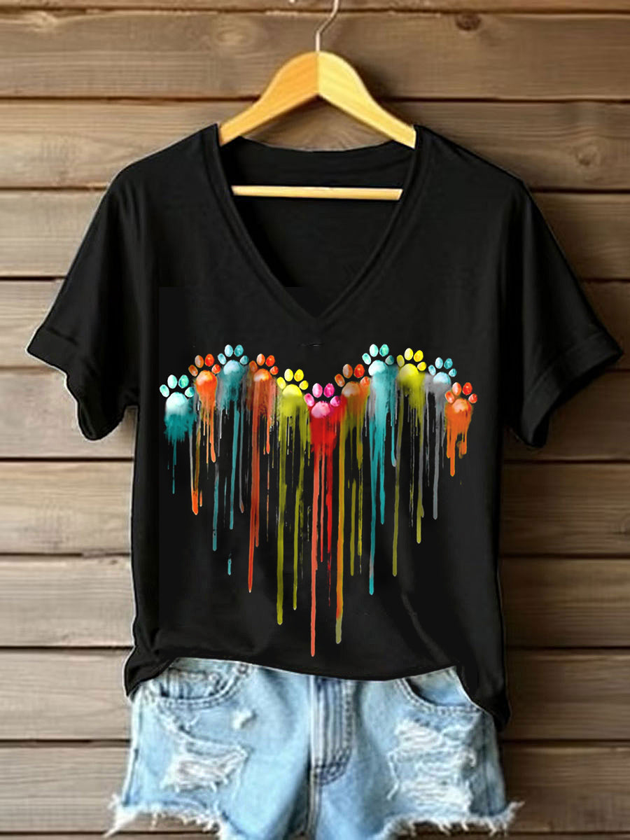 Women's Colorful Paw T-shirt