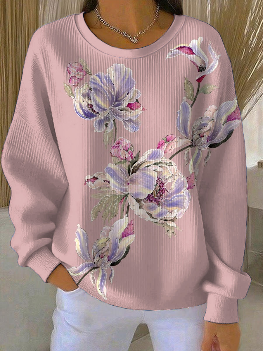 Women's Floral Pink Oversized Pullover