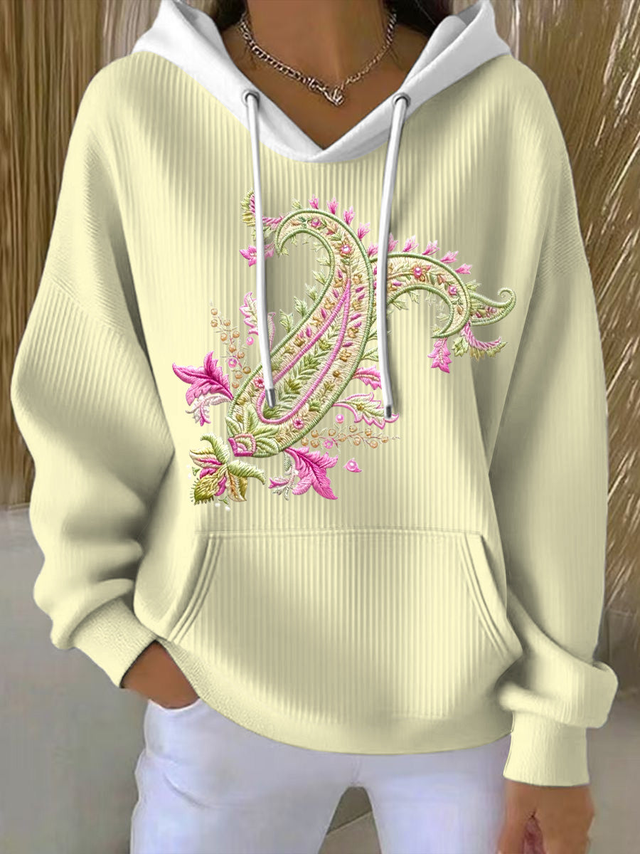 Women's Paisley Embroidered Hooded Sweatshirt