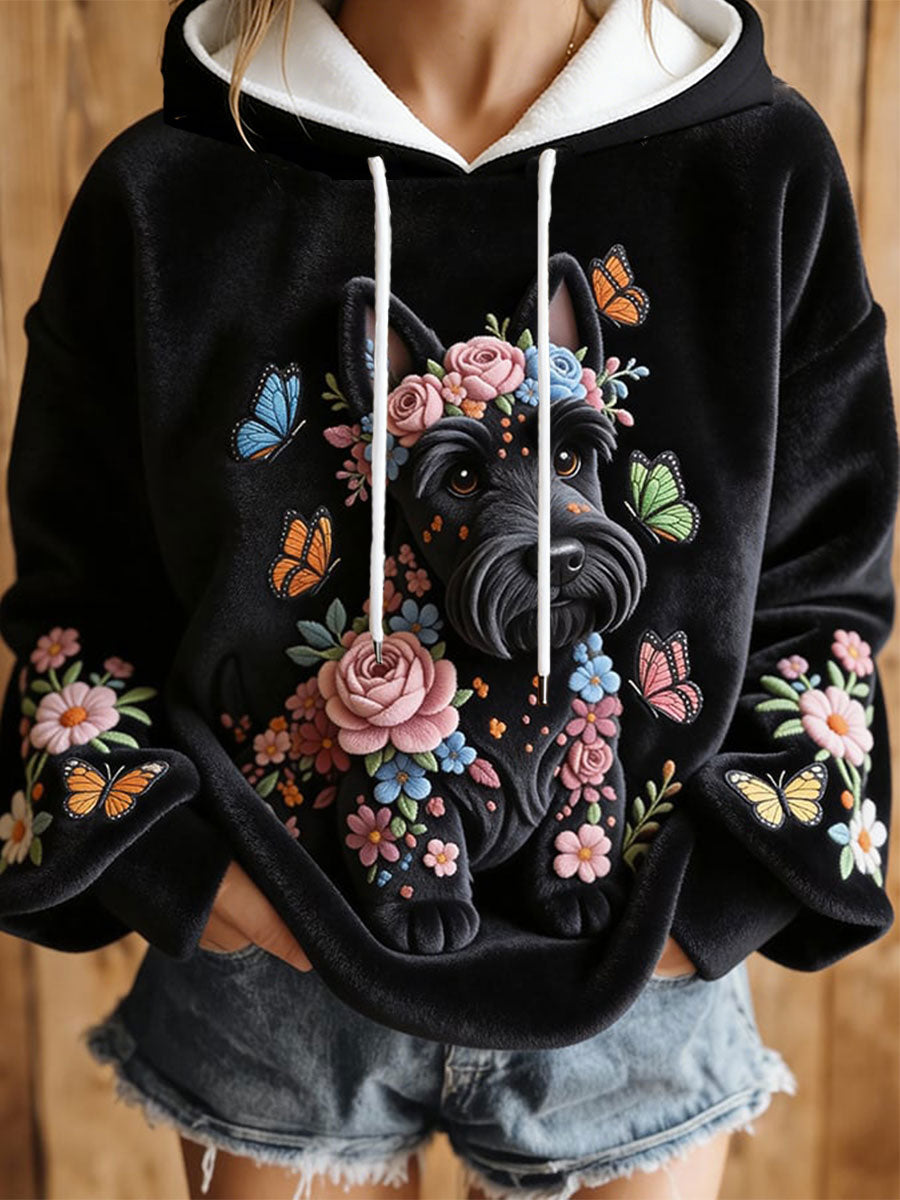 Women's Dog Art Print Casual Hoodie