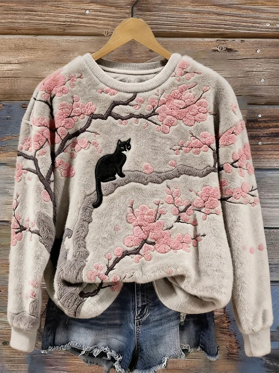 Women's Cat Print Casual Sweatshirt