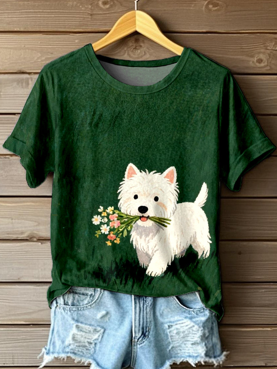 Women's Lovely West Highland White Terrier Art Print T-Shirt