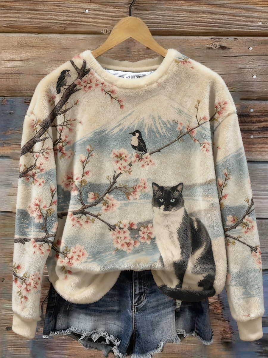 Women's Cat Print Casual Sweatshirt