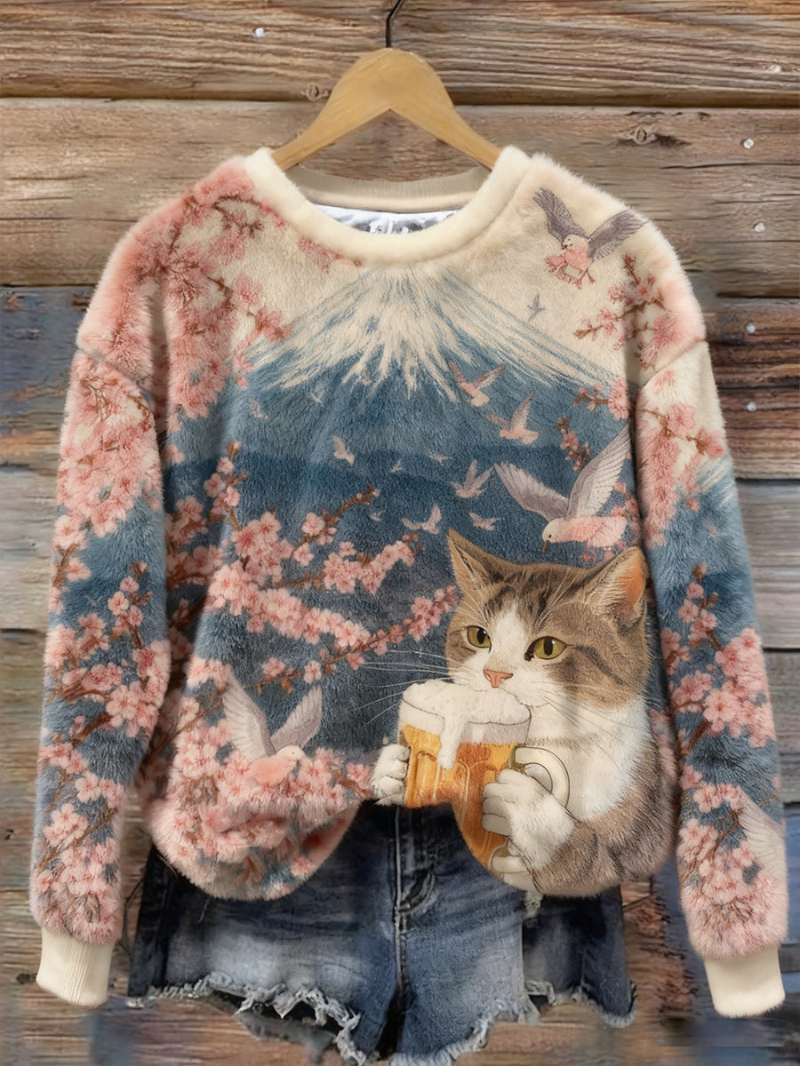 Women's Cat Print Casual Sweatshirt