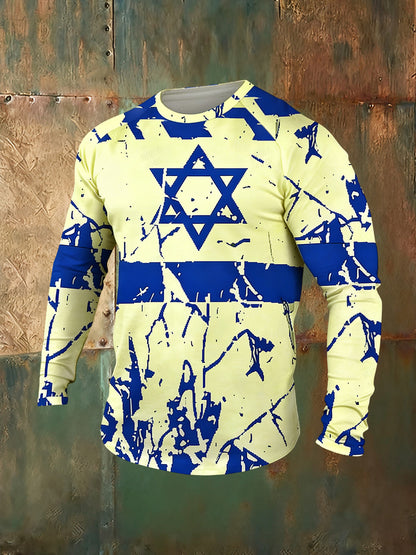 Men's Israel Print Long Sleeve T-Shirt