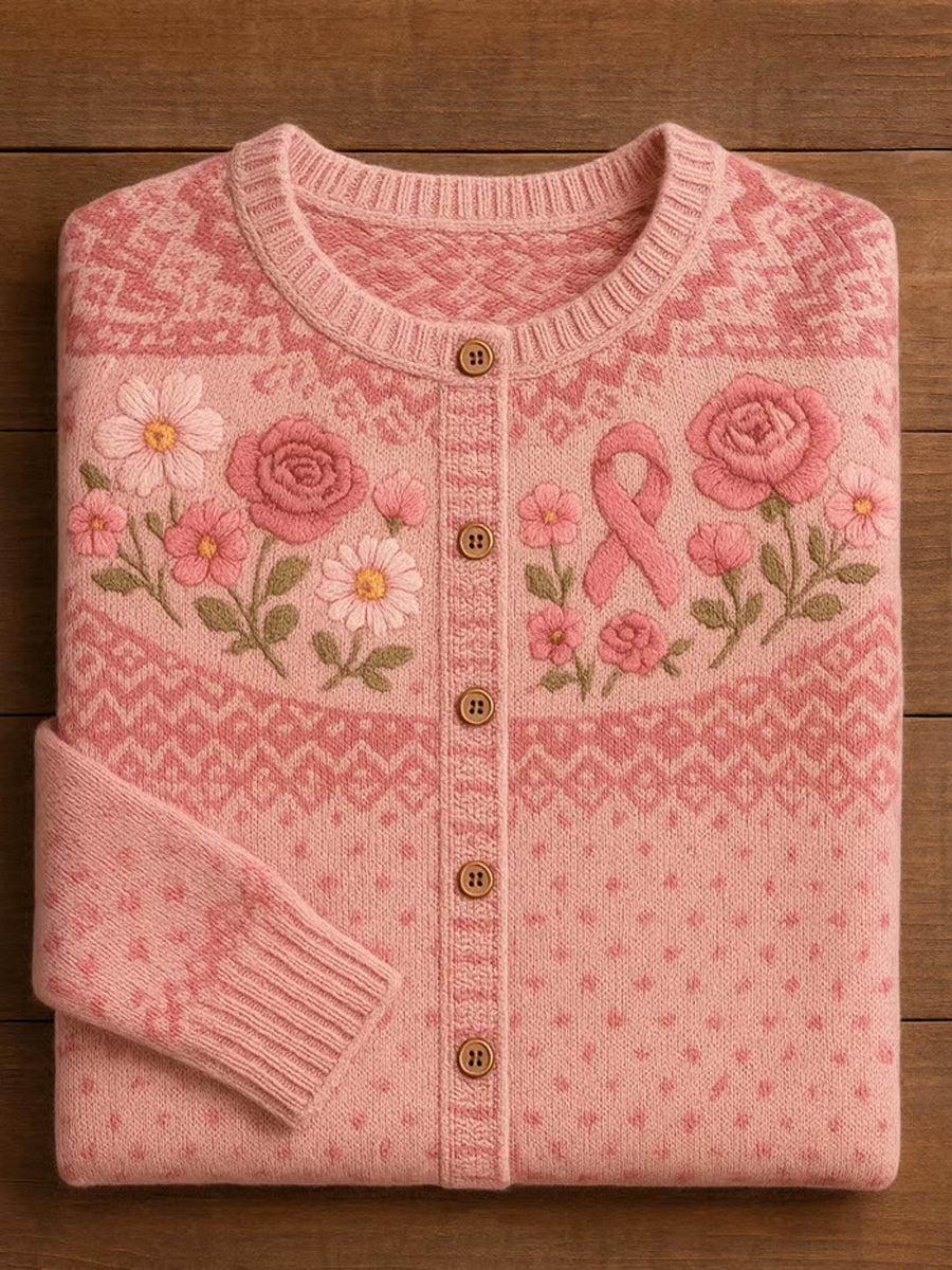 Women's Vintage Floral Print Button Cardigan