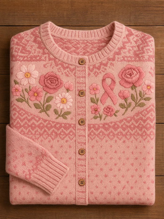 Women's Vintage Floral Print Button Cardigan