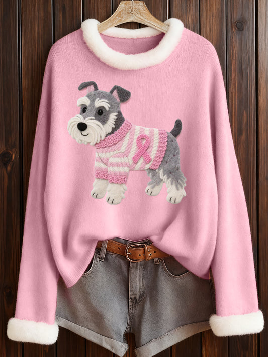 Women's Lovely Schnauzer Dog Felt Art Cozy Furry Top