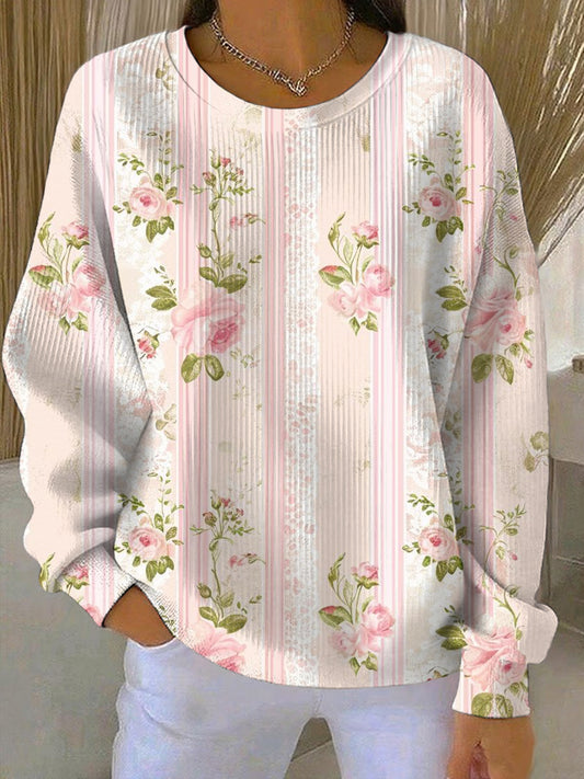 Women's Breast Cancer Pink Print Casual Sweatshirt