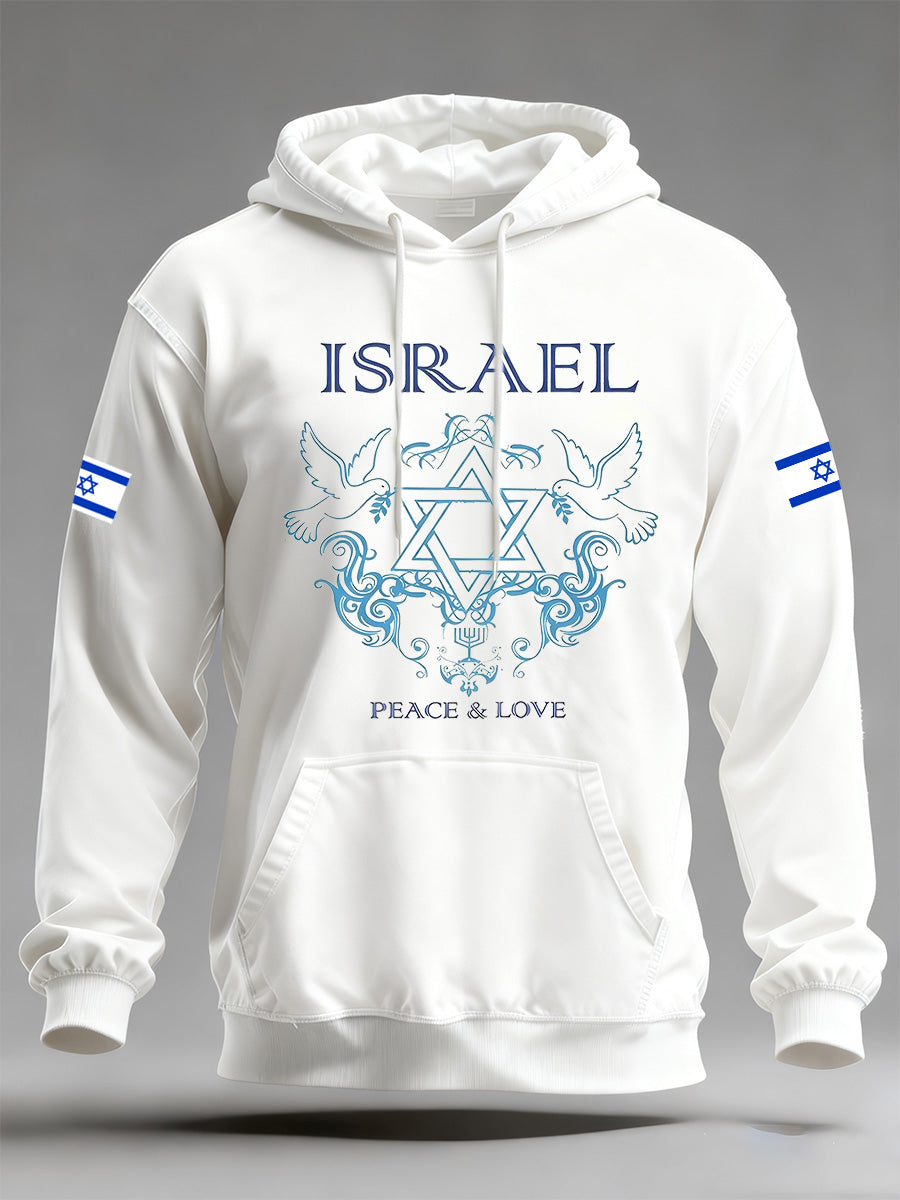 Men's Israeli Flag Print Comfortable Hooded Sweatshirt