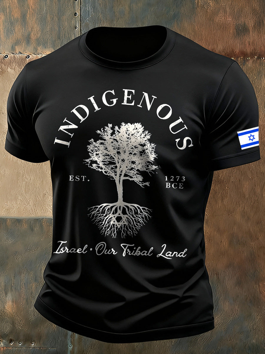 Men's Israeli Flag Print Casual Comfort T-Shirt