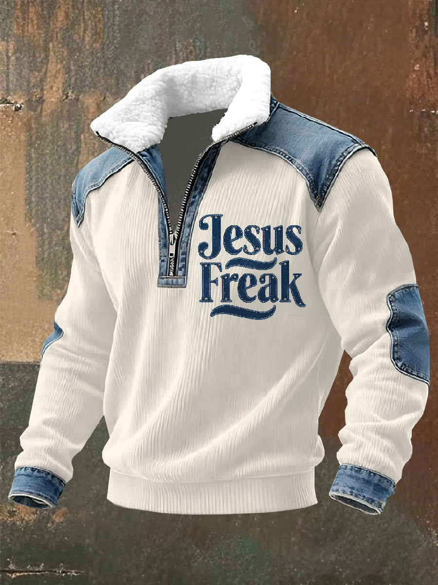 Retro Jesus Print Casual Hooded Sweatshirt