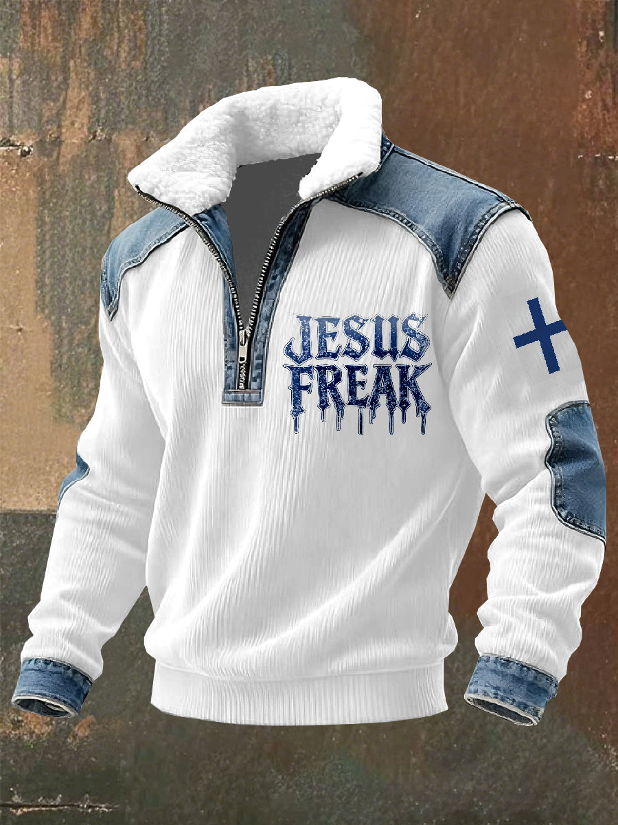 Retro Jesus Print Casual Hooded Sweatshirt