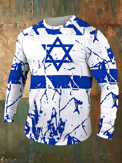 Men's Israel Print Long Sleeve T-Shirt