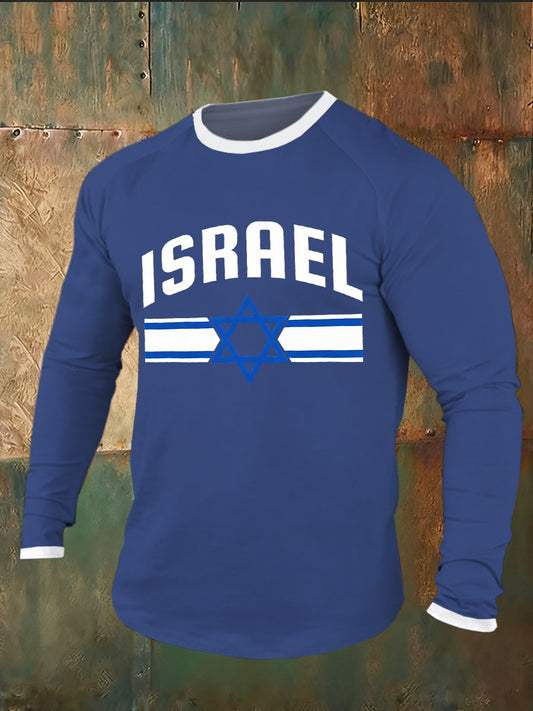 Men's Israel Print Long Sleeve T-Shirt
