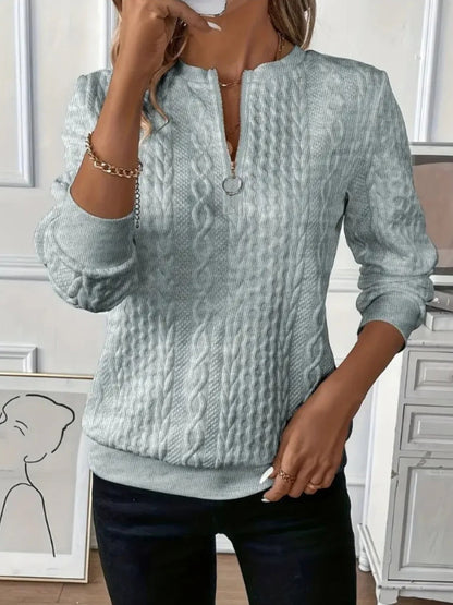 Women's Casual Cable Zipper Sweatshirt