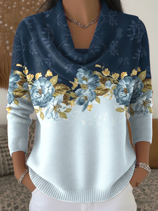 Women's Retro Patchwork Floral Duffle Top