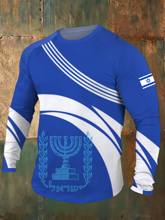 Men's Israeli Raglan Sleeve Art Print Comfortable T-Shirt