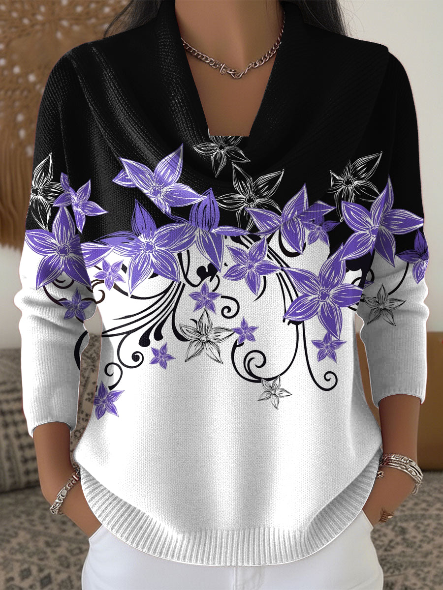 Women's Retro Gradient Colorful Floral Duffle Top