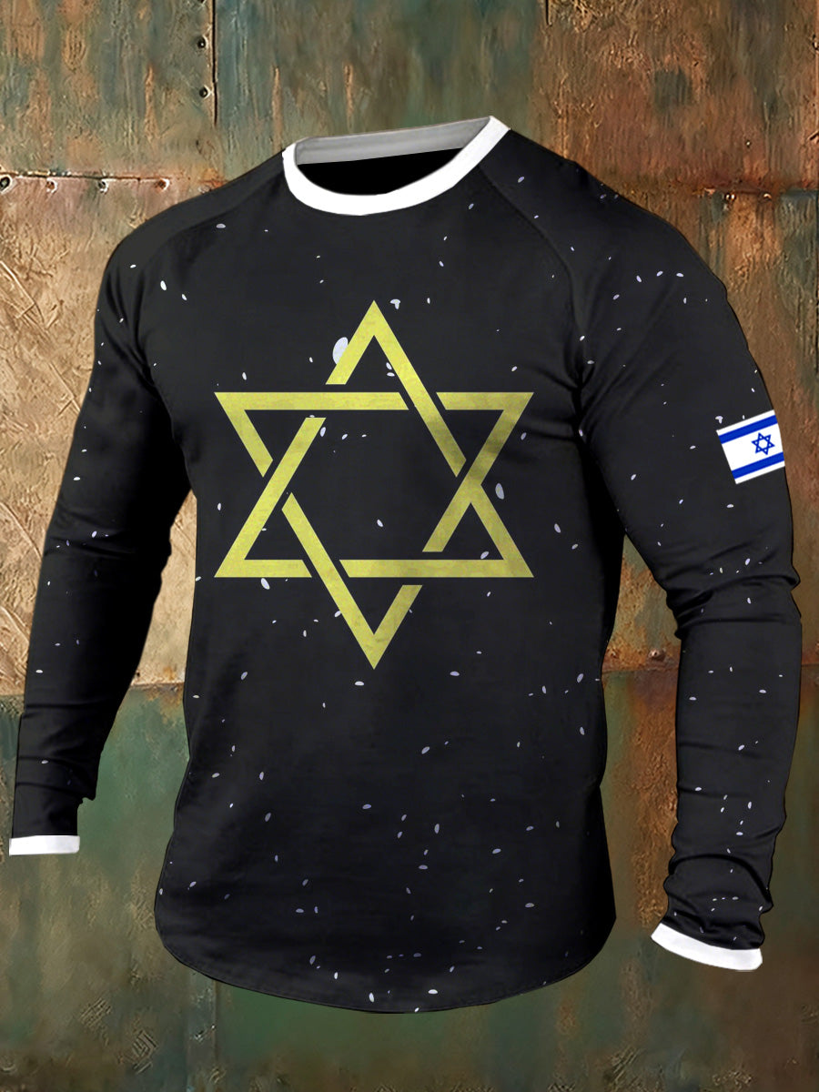 Men's Israeli Flag Print Casual T-Shirt