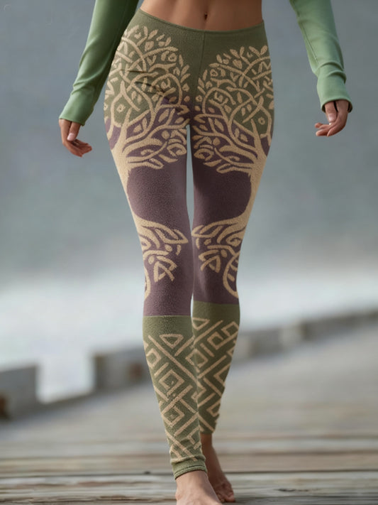Women's Viking Tree of Life Gradient Velvet Leggings