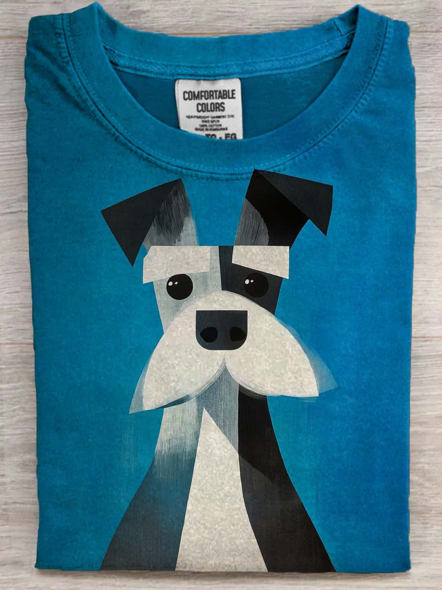 Abstract Dog Print Casual Short-Sleeve T-Shirt