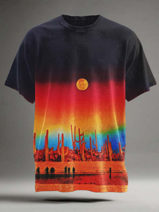 Abstract Psychedelic Western Print Casual Short-Sleeve T-Shirt