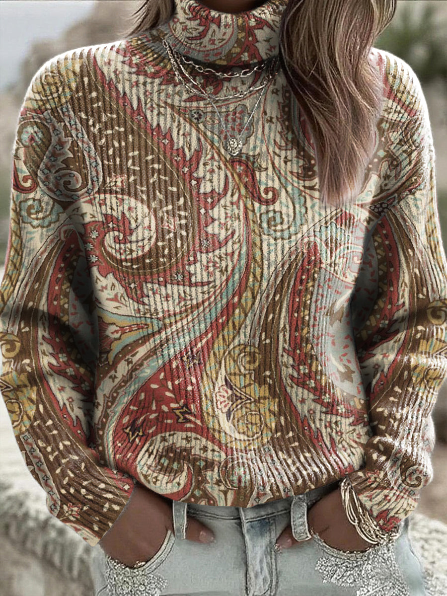 Women's Paisley AutumnWinter Turtleneck Sweater