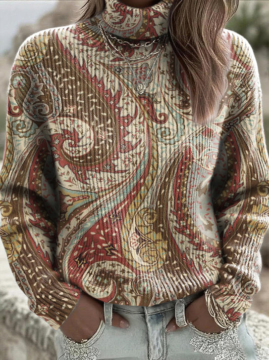 Women's Paisley AutumnWinter Turtleneck Sweater