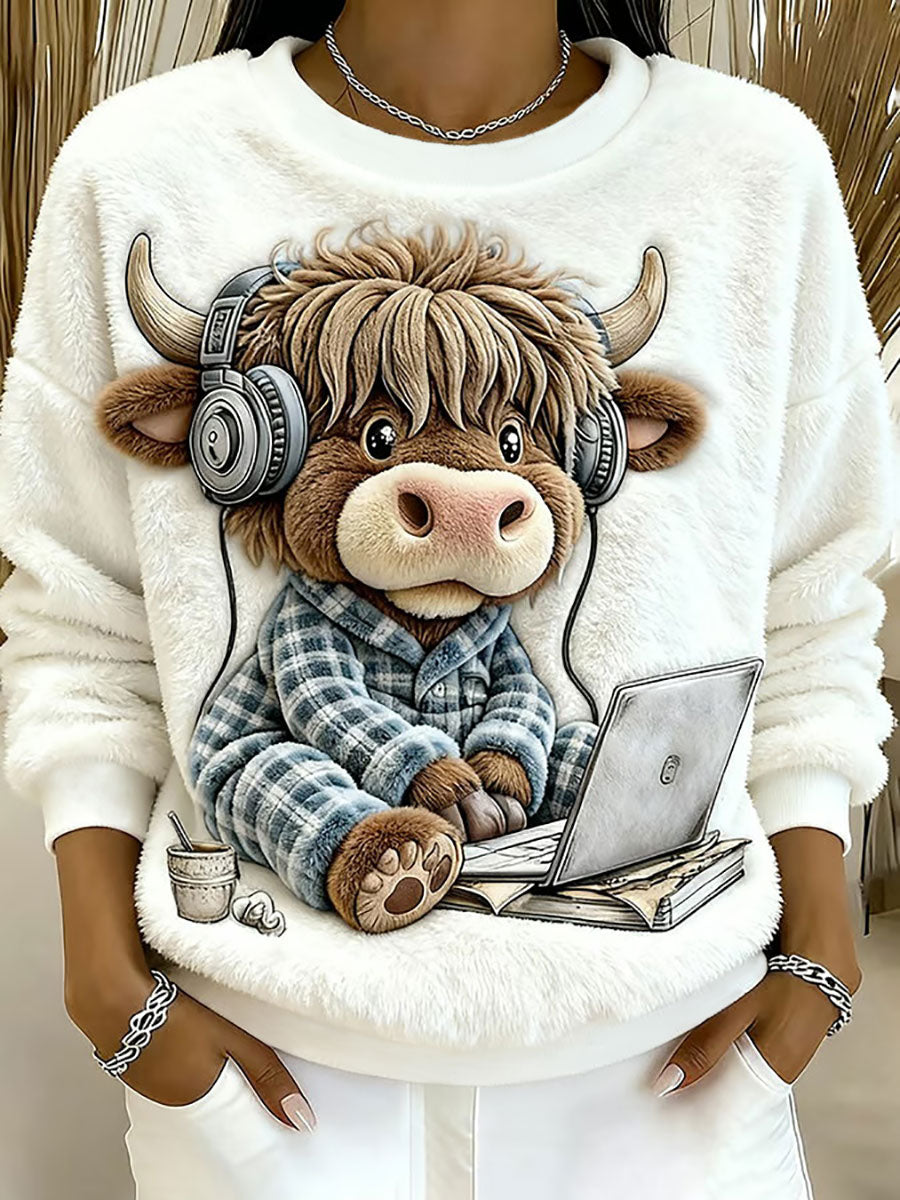 Women's Highland Cow Art Print Casual Top