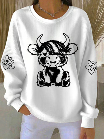 Women's Highland Cow Print Casual Sweatshirt