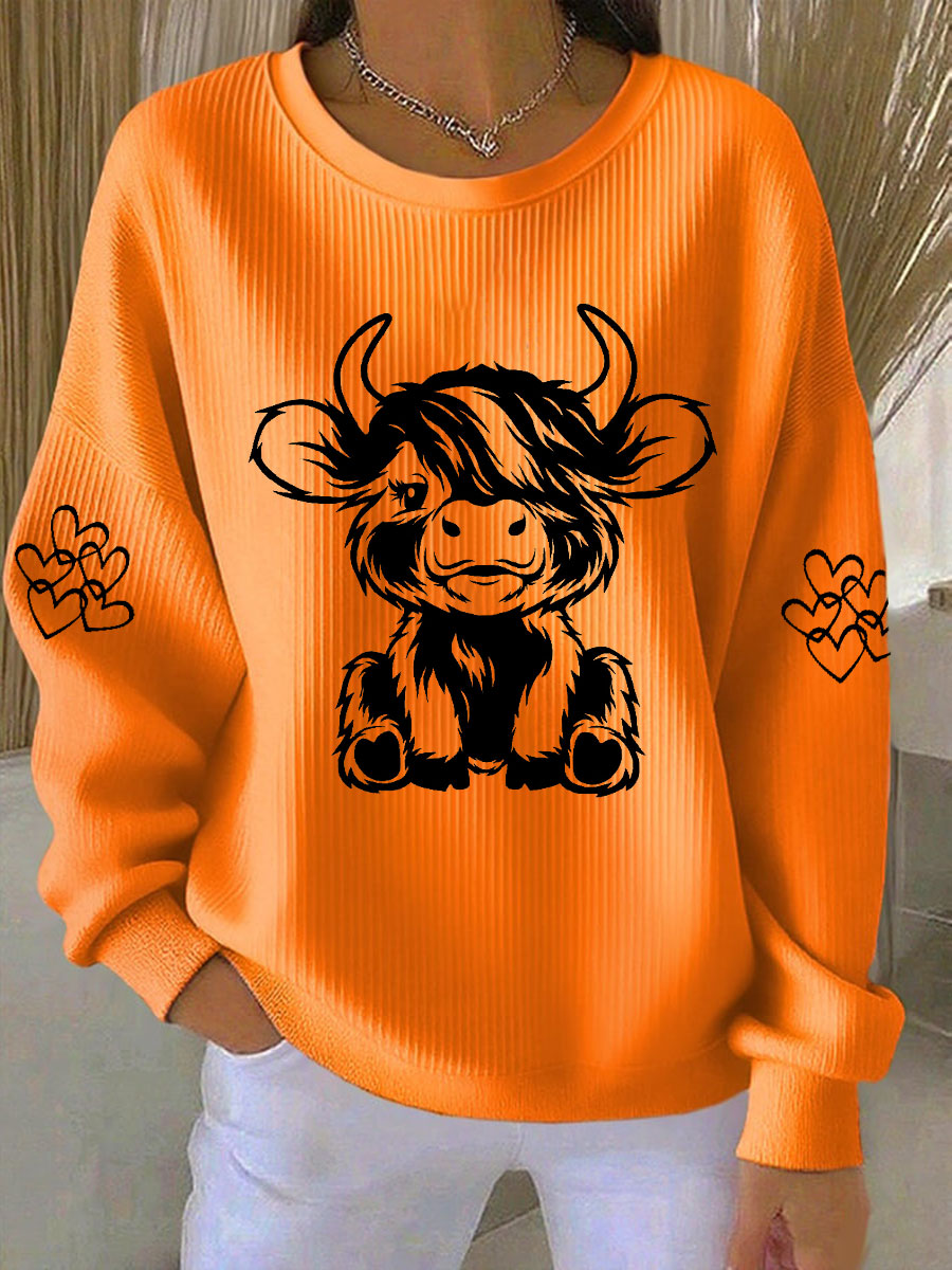 Women's Highland Cow Print Casual Sweatshirt