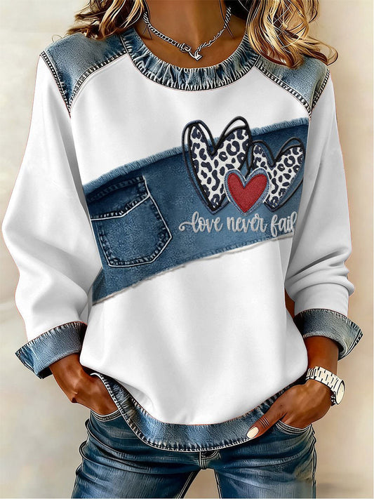 Women's Heart Print Casual Top