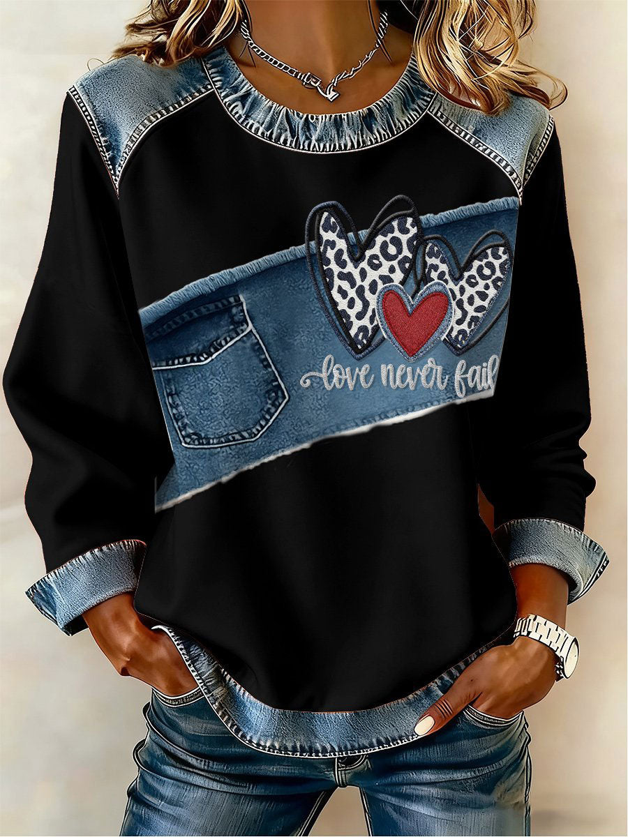 Women's Heart Print Casual Top