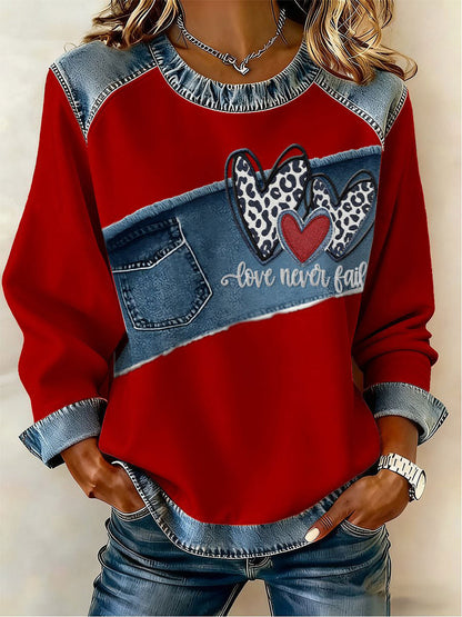 Women's Heart Print Casual Top