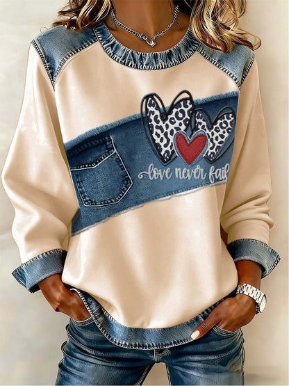 Women's Heart Print Casual Top