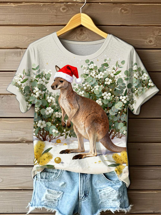 Women's AU Art Funny Koala Christmas Printed T-shirt