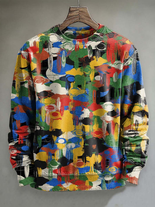 Abstract Colorful Oil Painting Print Casual Crewneck Sweatshirt