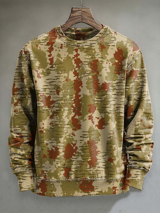 Abstract Camouflage Print Casual Crewneck Sweatshirt