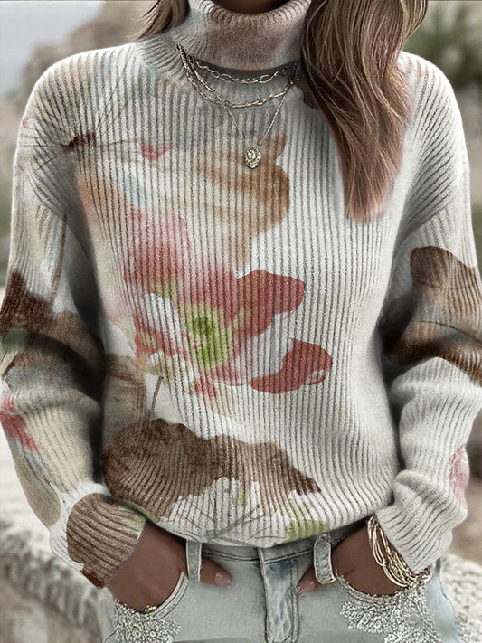 Women's Traditional High-Necked Sweater with Ruffled Collar