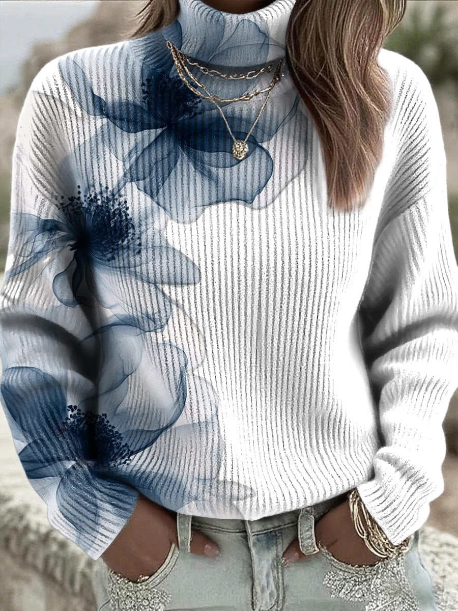 Women's Floral Minimalist Turtleneck Jumper