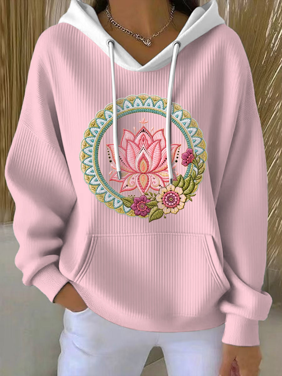 Women's Floral Embroidered Hooded Sweatshirt